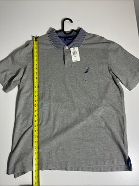 Nautica Light Gray Polo with Navy Trim